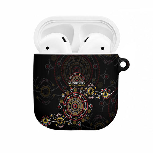 NAIDOC Deadly 50 Years AirPods Case Aboriginal Black Gold Boomerang Art