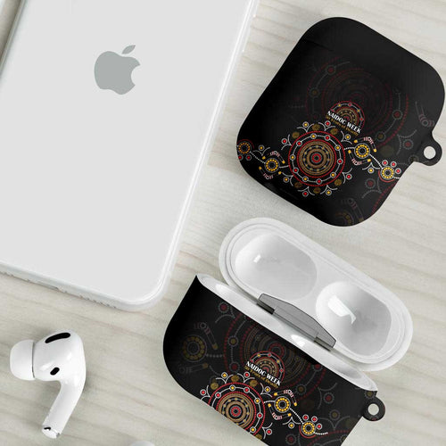 NAIDOC Deadly 50 Years AirPods Case Aboriginal Black Gold Boomerang Art