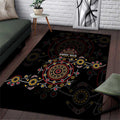 NAIDOC Deadly 50 Years Area Rug Aboriginal Black Gold Boomerang Art