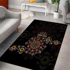 NAIDOC Deadly 50 Years Area Rug Aboriginal Black Gold Boomerang Art