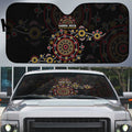 NAIDOC Deadly 50 Years Auto Sun Shade Aboriginal Black Gold Boomerang Art