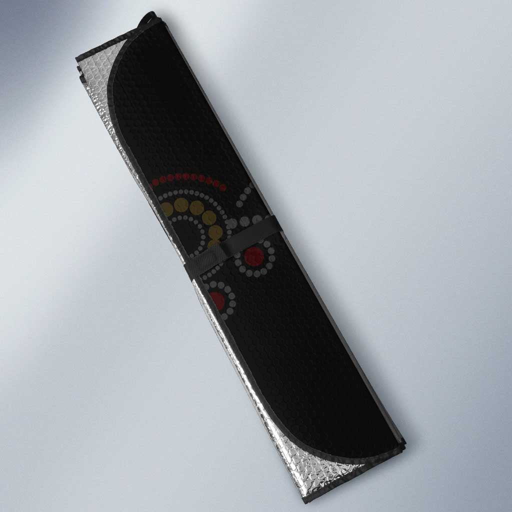 NAIDOC Deadly 50 Years Auto Sun Shade Aboriginal Black Gold Boomerang Art