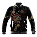 NAIDOC Deadly 50 Years Baseball Jacket Aboriginal Black Gold Boomerang Art