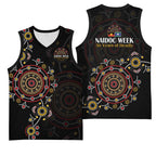 NAIDOC Deadly 50 Years Basketball Jersey Aboriginal Black Gold Boomerang Art