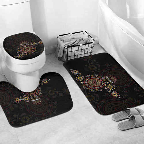 NAIDOC Deadly 50 Years Bathroom Set Aboriginal Black Gold Boomerang Art