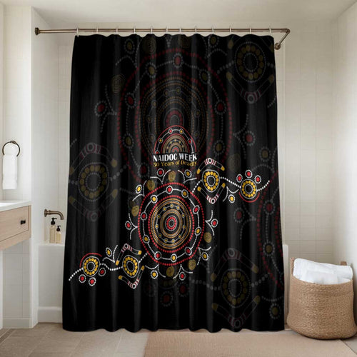 NAIDOC Deadly 50 Years Bathroom Set Aboriginal Black Gold Boomerang Art