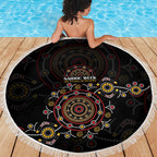 NAIDOC Deadly 50 Years Beach Blanket Aboriginal Black Gold Boomerang Art