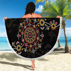 NAIDOC Deadly 50 Years Beach Blanket Aboriginal Black Gold Boomerang Art
