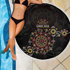 NAIDOC Deadly 50 Years Beach Blanket Aboriginal Black Gold Boomerang Art