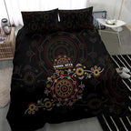 NAIDOC Deadly 50 Years Bedding Set Aboriginal Black Gold Boomerang Art