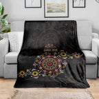 NAIDOC Deadly 50 Years Blanket Aboriginal Black Gold Boomerang Art