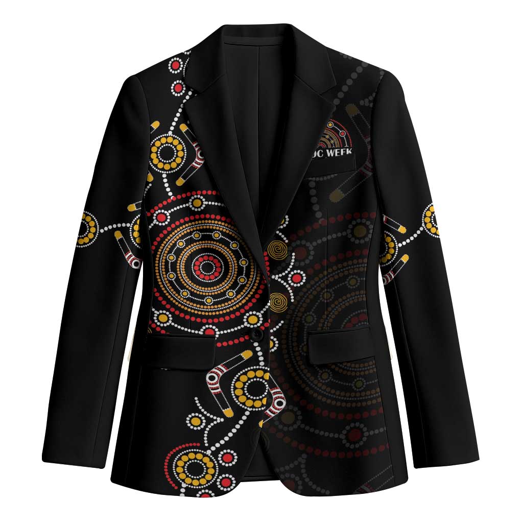 NAIDOC Deadly 50 Years Blazer Aboriginal Black Gold Boomerang Art