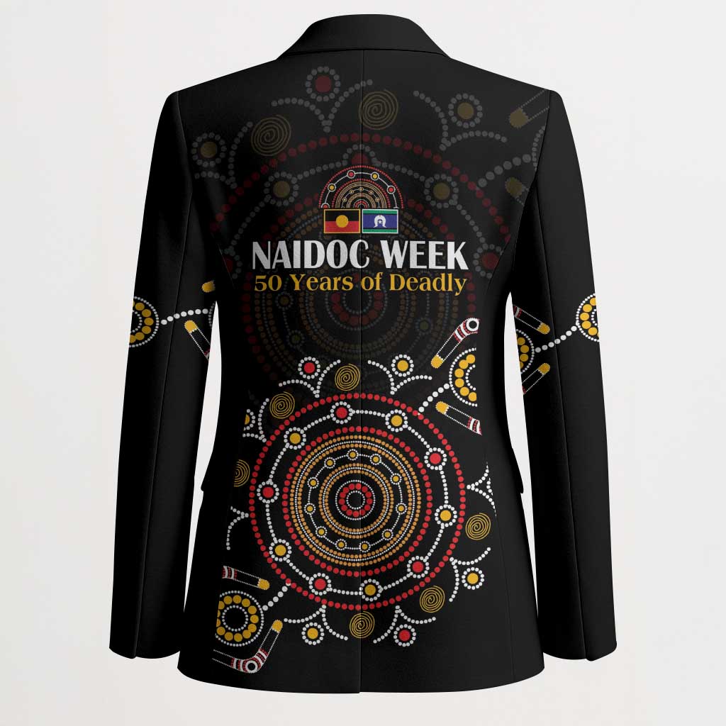 NAIDOC Deadly 50 Years Blazer Aboriginal Black Gold Boomerang Art
