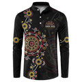 NAIDOC Deadly 50 Years Button Sweatshirt Aboriginal Black Gold Boomerang Art