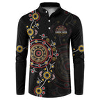 NAIDOC Deadly 50 Years Button Sweatshirt Aboriginal Black Gold Boomerang Art