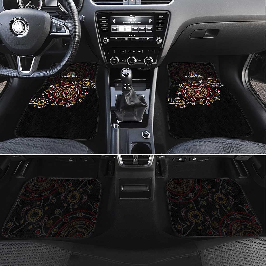 NAIDOC Deadly 50 Years Car Mats Aboriginal Black Gold Boomerang Art