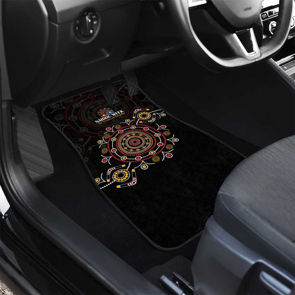 NAIDOC Deadly 50 Years Car Mats Aboriginal Black Gold Boomerang Art