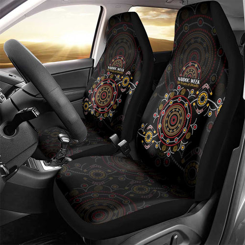 NAIDOC Deadly 50 Years Car Seat Cover Aboriginal Black Gold Boomerang Art