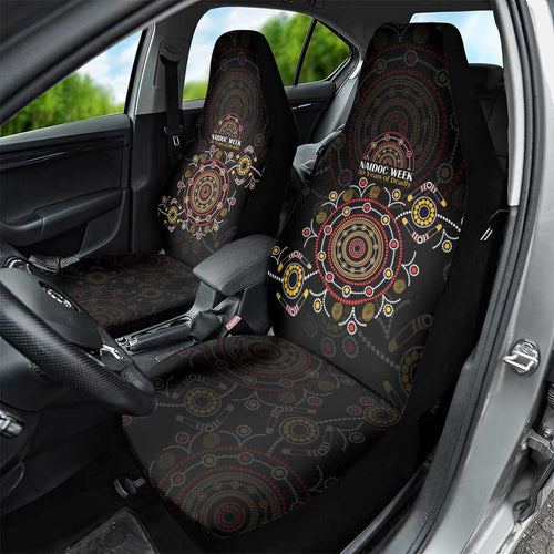 NAIDOC Deadly 50 Years Car Seat Cover Aboriginal Black Gold Boomerang Art