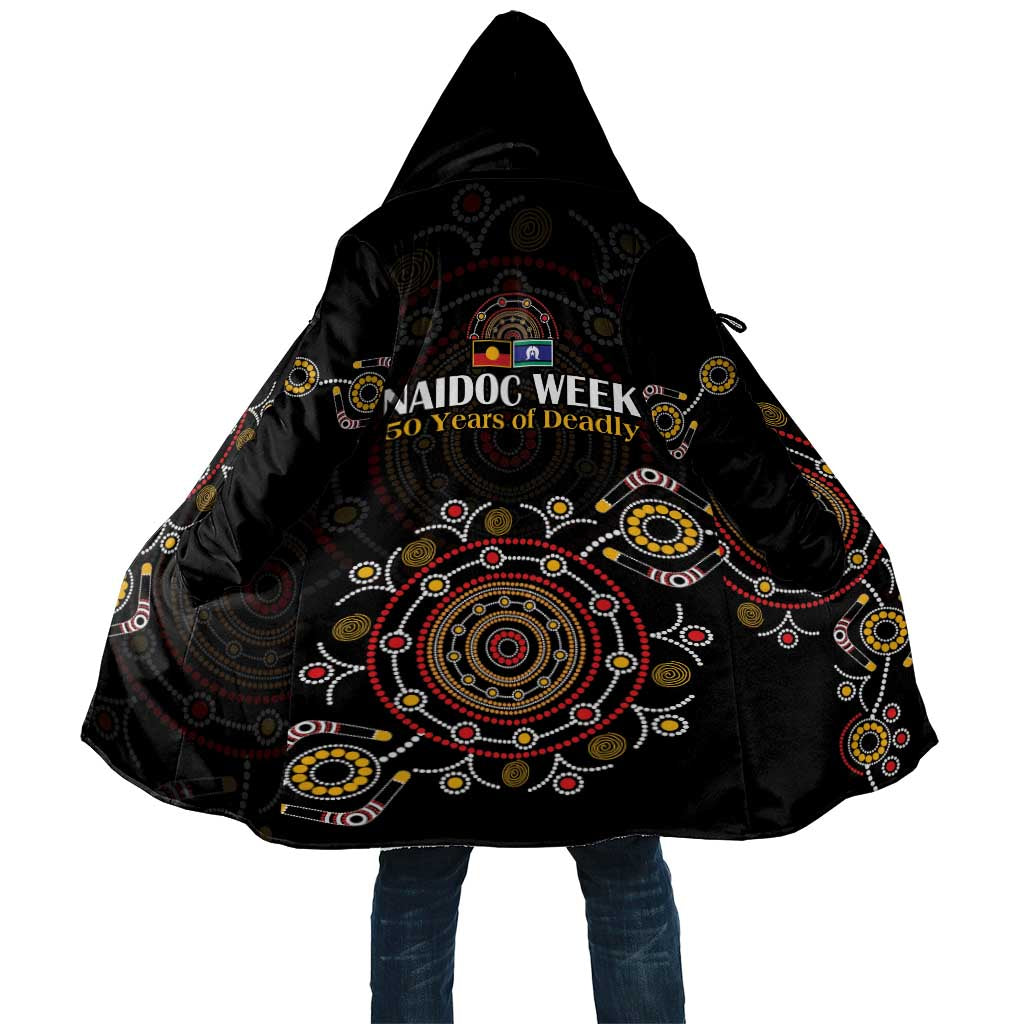 NAIDOC Deadly 50 Years Cloak Aboriginal Black Gold Boomerang Art