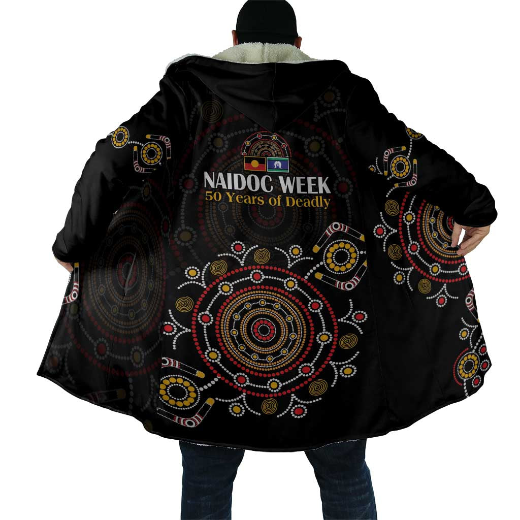 NAIDOC Deadly 50 Years Cloak Aboriginal Black Gold Boomerang Art