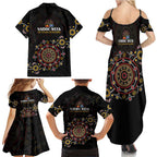 NAIDOC Deadly 50 Years Family Matching Summer Maxi Dress and Hawaiian Shirt Aboriginal Black Gold Boomerang Art