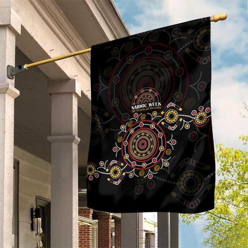 NAIDOC Deadly 50 Years Garden Flag Aboriginal Black Gold Boomerang Art
