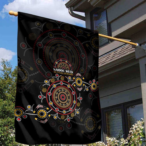 NAIDOC Deadly 50 Years Garden Flag Aboriginal Black Gold Boomerang Art
