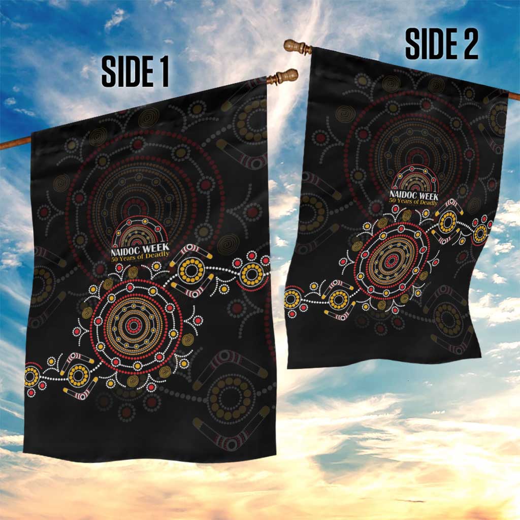 NAIDOC Deadly 50 Years Garden Flag Aboriginal Black Gold Boomerang Art