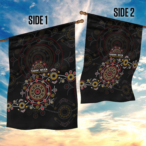 NAIDOC Deadly 50 Years Garden Flag Aboriginal Black Gold Boomerang Art