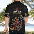 NAIDOC Deadly 50 Years Hawaiian Shirt Aboriginal Black Gold Boomerang Art