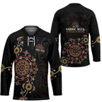 NAIDOC Deadly 50 Years Hockey Jersey Aboriginal Black Gold Boomerang Art