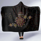 NAIDOC Deadly 50 Years Hooded Blanket Aboriginal Black Gold Boomerang Art