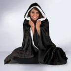 NAIDOC Deadly 50 Years Hooded Blanket Aboriginal Black Gold Boomerang Art