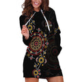 NAIDOC Deadly 50 Years Hoodie Dress Aboriginal Black Gold Boomerang Art