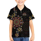 NAIDOC Deadly 50 Years Kid Hawaiian Shirt Aboriginal Black Gold Boomerang Art