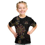 NAIDOC Deadly 50 Years Kid T Shirt Aboriginal Black Gold Boomerang Art