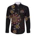 NAIDOC Deadly 50 Years Long Sleeve Button Shirt Aboriginal Black Gold Boomerang Art