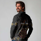 NAIDOC Deadly 50 Years Long Sleeve Polo Shirt Aboriginal Black Gold Boomerang Art
