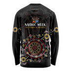 NAIDOC Deadly 50 Years Long Sleeve Shirt Aboriginal Black Gold Boomerang Art