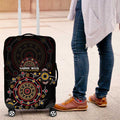 NAIDOC Deadly 50 Years Luggage Cover Aboriginal Black Gold Boomerang Art