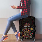 NAIDOC Deadly 50 Years Luggage Cover Aboriginal Black Gold Boomerang Art