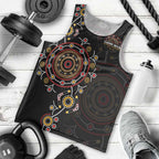 NAIDOC Deadly 50 Years Men Tank Top Aboriginal Black Gold Boomerang Art
