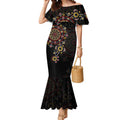 NAIDOC Deadly 50 Years Mermaid Dress Aboriginal Black Gold Boomerang Art