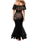 NAIDOC Deadly 50 Years Mermaid Dress Aboriginal Black Gold Boomerang Art