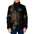 NAIDOC Deadly 50 Years Padded Jacket Aboriginal Black Gold Boomerang Art