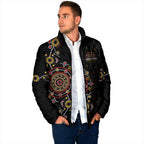 NAIDOC Deadly 50 Years Padded Jacket Aboriginal Black Gold Boomerang Art
