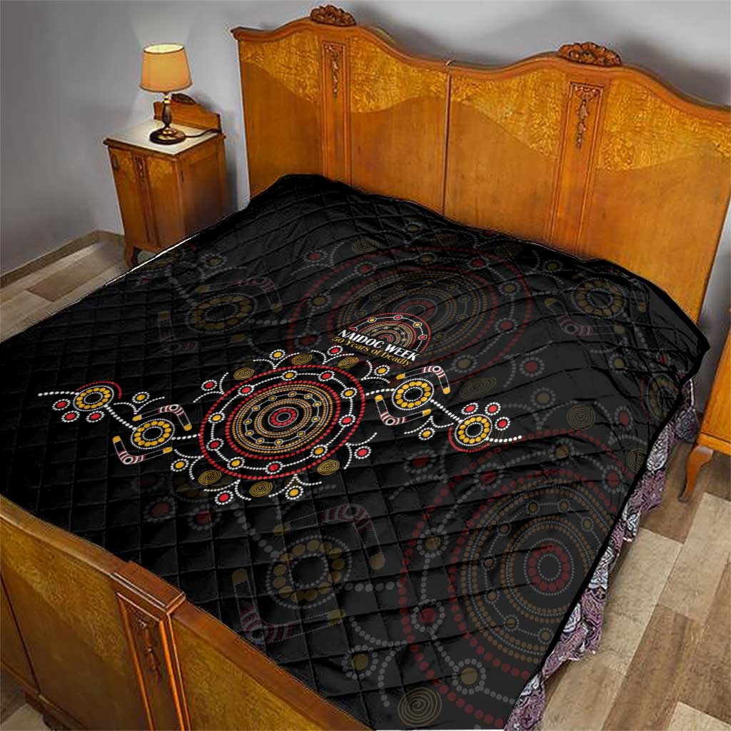 NAIDOC Deadly 50 Years Quilt Aboriginal Black Gold Boomerang Art