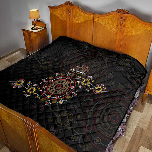 NAIDOC Deadly 50 Years Quilt Aboriginal Black Gold Boomerang Art