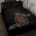 NAIDOC Deadly 50 Years Quilt Bed Set Aboriginal Black Gold Boomerang Art